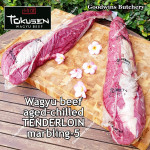 Beef Tenderloin wagyu TOKUSEN aged by Goodwins marbling-5 chilled whole cuts 2pcs/ctn +/-4.5kg price/kg (eye fillet mignon daging sapi has dalam) PREORDER 3-7 days notice